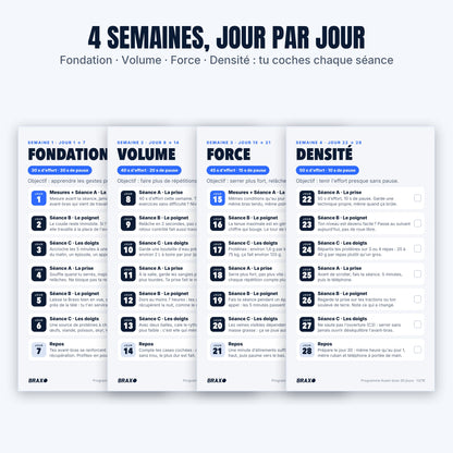 Les 4 semaines du programme, jour par jour